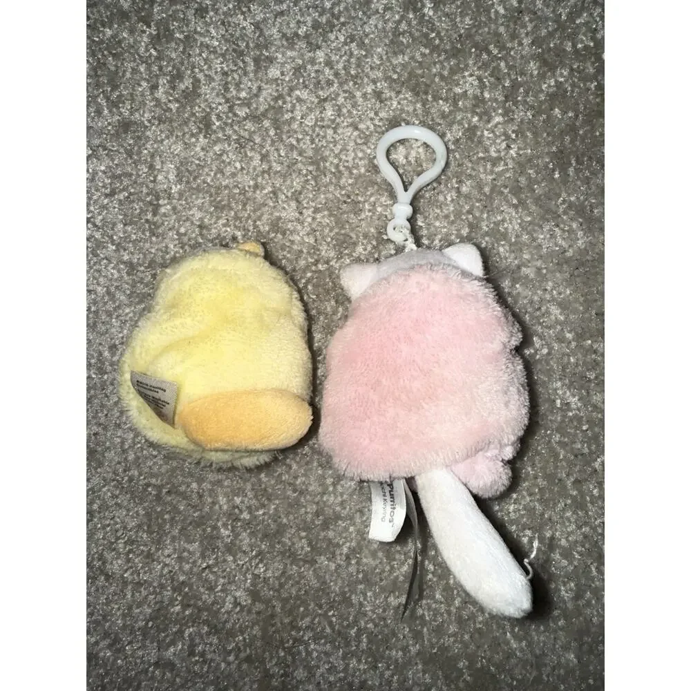 Lot of 2 Swaddled Cat Plush Keychain Clips Purritos Blanket Bag Charm